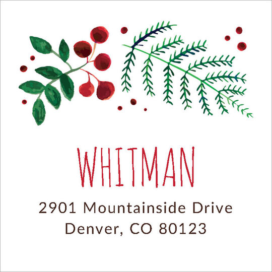 Holiday Botanical Square Address Labels